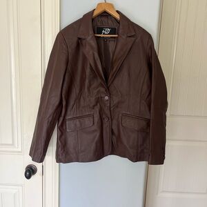 Vintage Brown Leather Blazer
